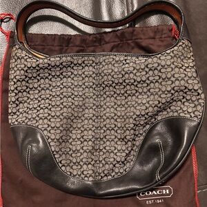 Vintage Coach Black and Pewter Shoulder Bag